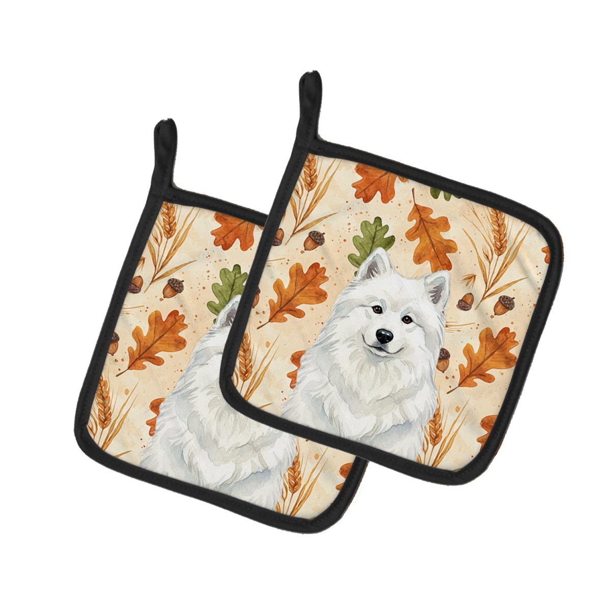 Picture of Carolines Treasures WDK7999PTHD 7.5 x 7.5 in. White Samoyed Heirloom Fall Pair of Pot Holders