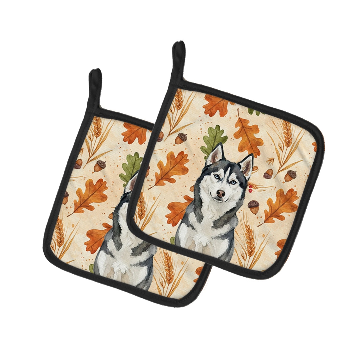 Picture of Carolines Treasures WDK8021PTHD 7.5 x 7.5 in. Siberian Husky Heirloom Fall Pair of Pot Holders