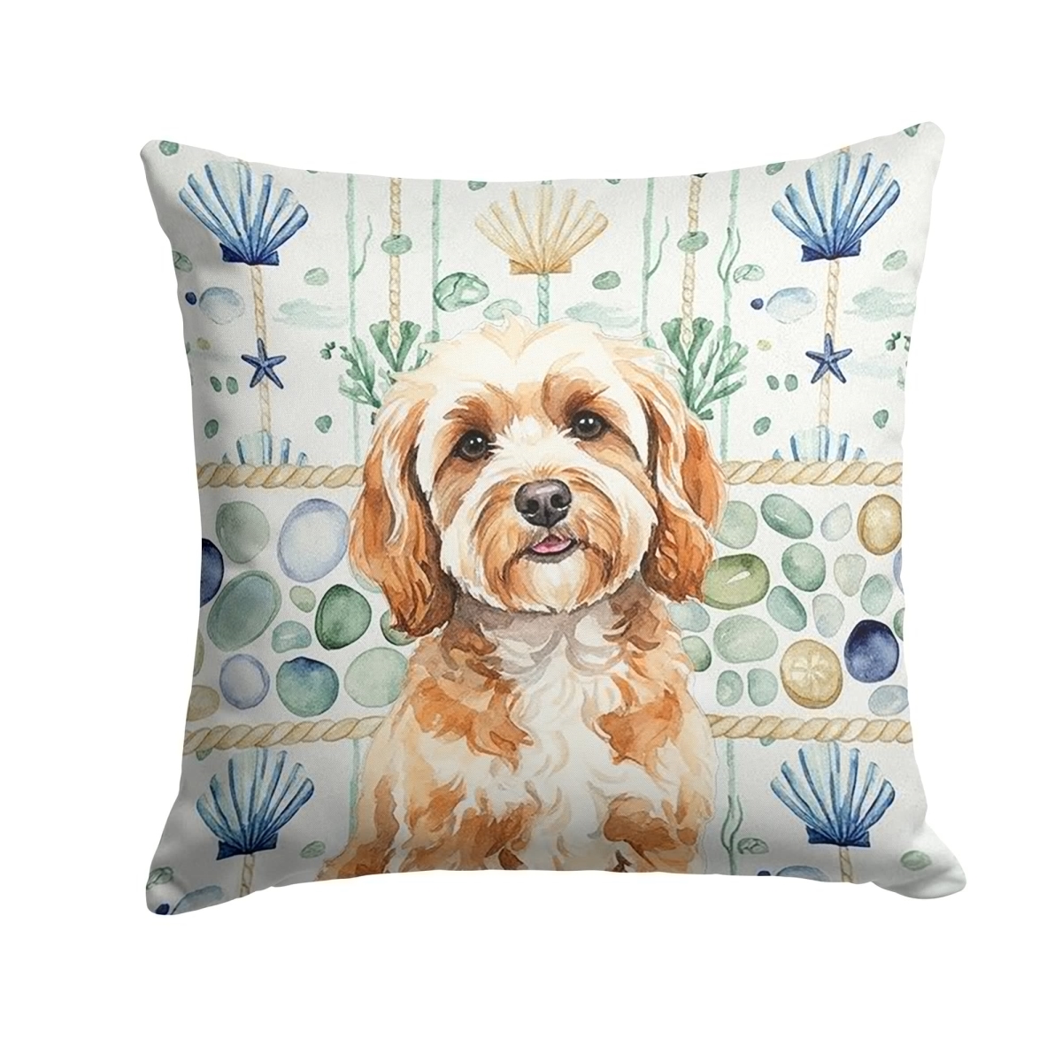 WDK6966PW1414 14 x 14 in. Cavapoo Coastal Sea Glass Throw Pillow