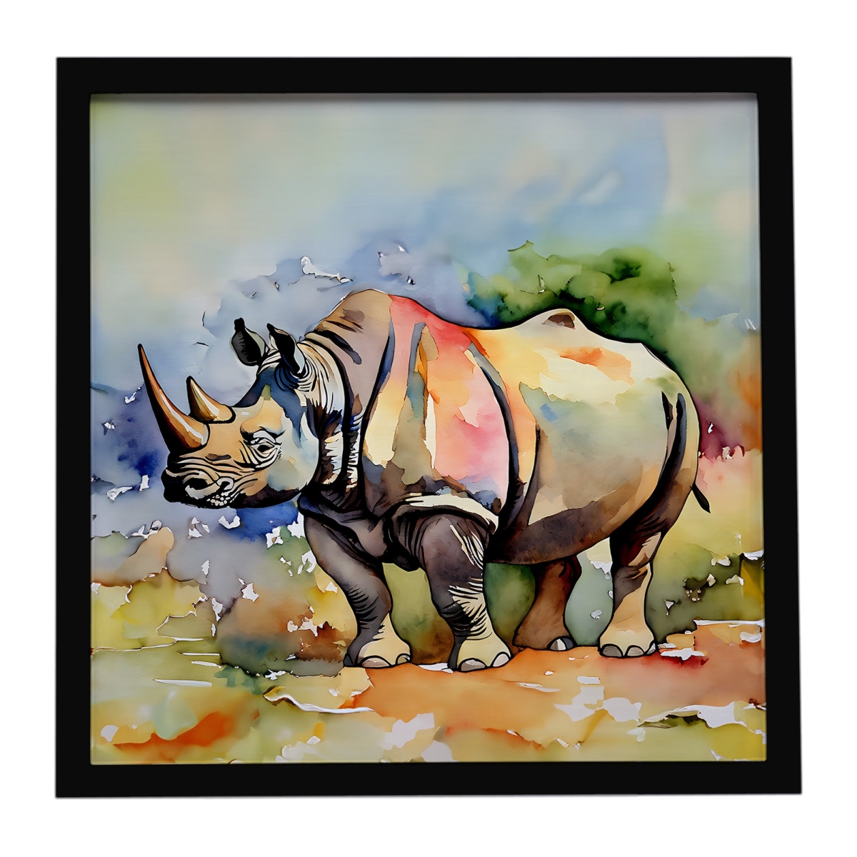 DAC2985MFP88 8 x 8 in. Rhinoceros Framed Metal Print