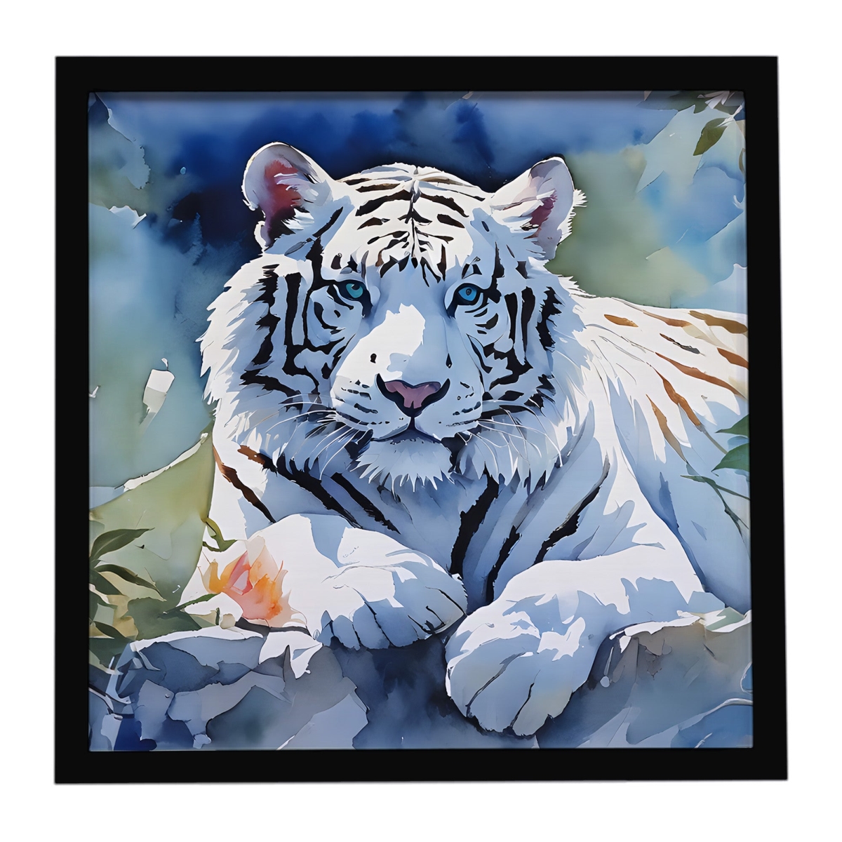 DAC2999MFP88 8 x 8 in. White Tiger Framed Metal Print