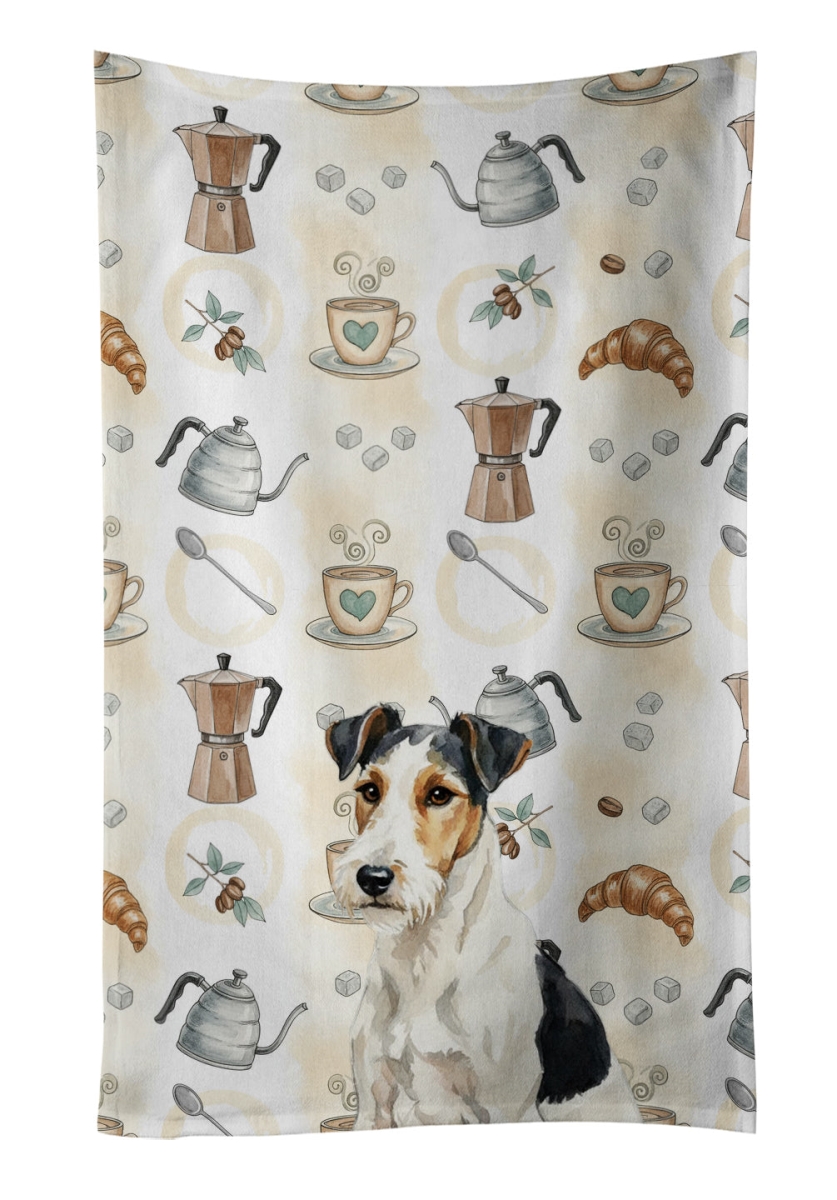 WDK7625KTWL 25 x 15 in. Smooth Fox Terrier Coffee Bar Kitchen Towel