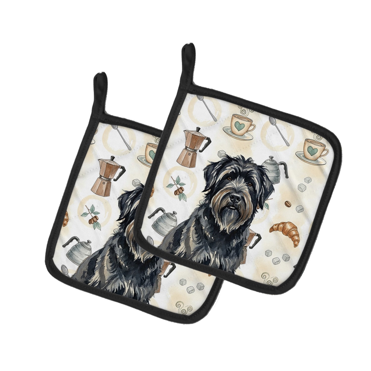 Picture of Carolines Treasures WDK7333PTHD 7.5 x 7.5 in. Bouvier des Flandres Coffee Bar Pair of Pot Holders