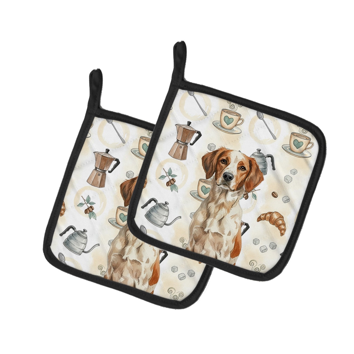 Picture of Carolines Treasures WDK7345PTHD 7.5 x 7.5 in. Roan Brittany Coffee Bar Pair of Pot Holders