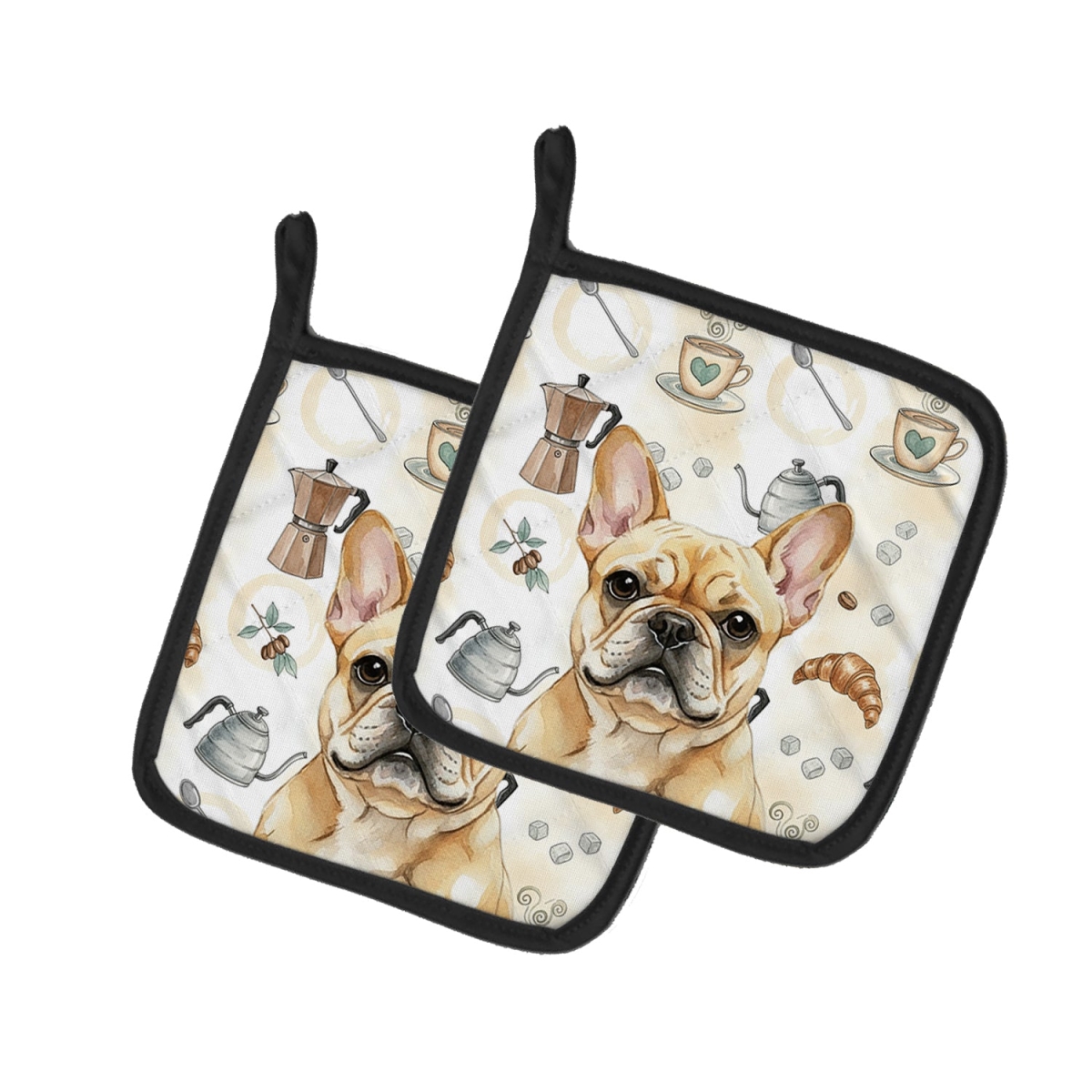 Picture of Carolines Treasures WDK7440PTHD 7.5 x 7.5 in. Fawn French Bulldog Coffee Bar Pair of Pot Holders