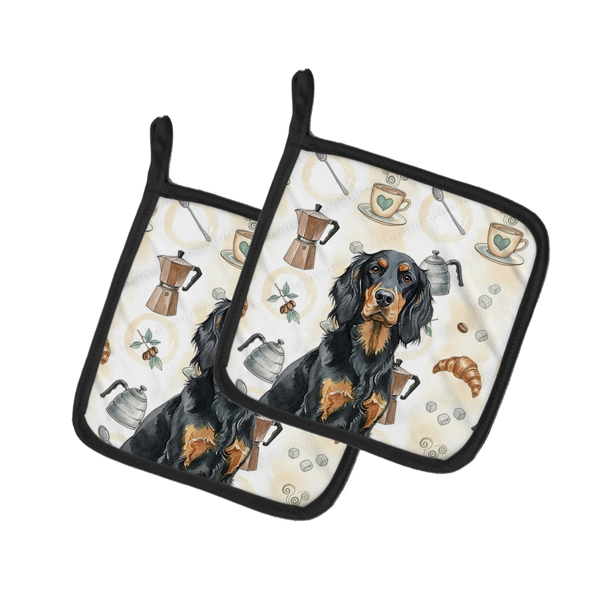 Picture of Carolines Treasures WDK7453PTHD 7.5 x 7.5 in. Gordon Setter Coffee Bar Pair of Pot Holders