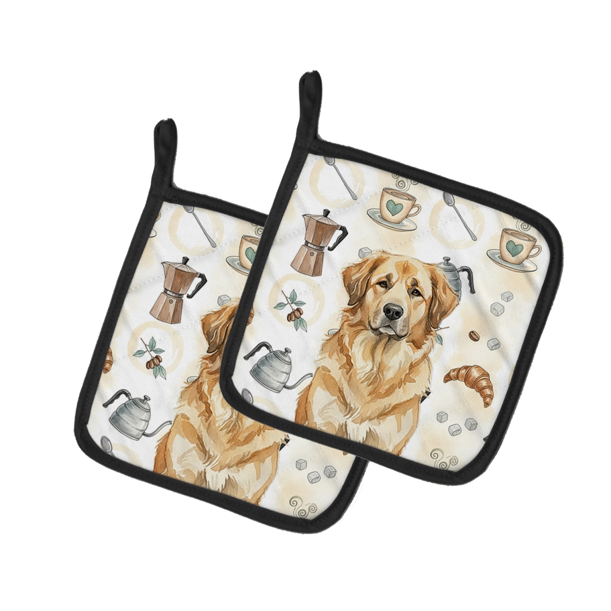 Picture of Carolines Treasures WDK7500PTHD 7.5 x 7.5 in. Sandy Leonberger Coffee Bar Pair of Pot Holders