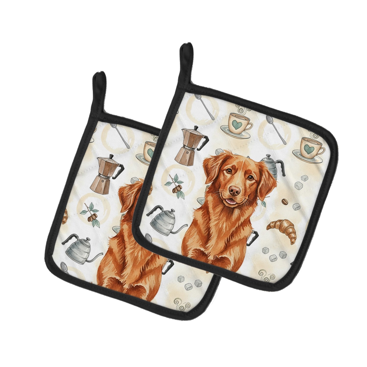 Picture of Carolines Treasures WDK7534PTHD 7.5 x 7.5 in. Copper Nova Scotia Duck Tolling Retriever Coffee Bar Pair of Pot Holders