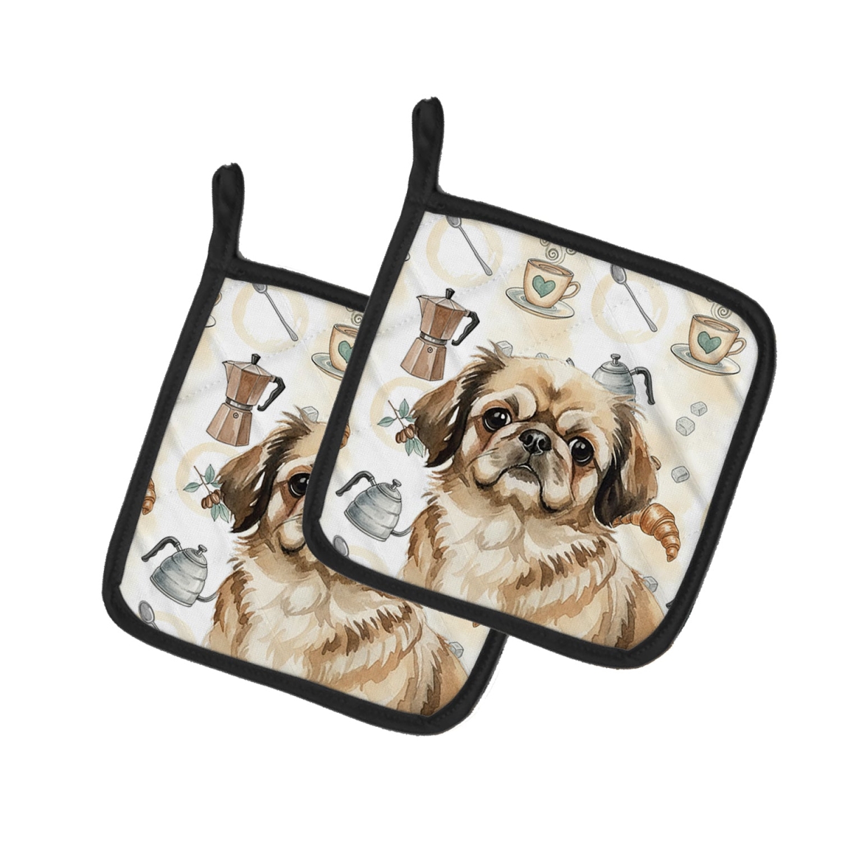 Picture of Carolines Treasures WDK7552PTHD 7.5 x 7.5 in. Sable Pekingese Coffee Bar Pair of Pot Holders