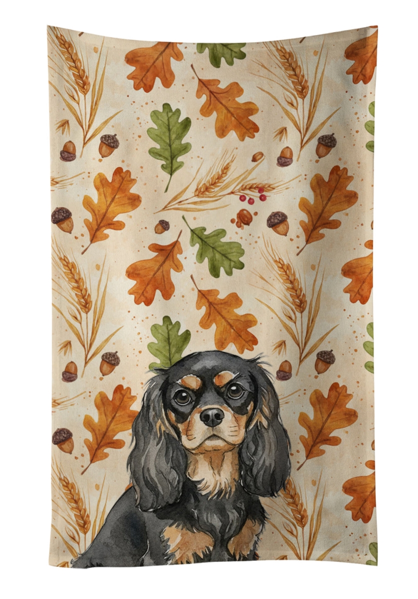 WDK7762KTWL 25 x 15 in. Black & Tan Cavalier Spaniel Heirloom Fall Kitchen Towel