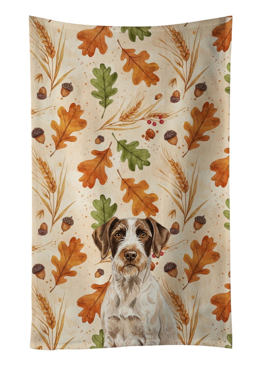 WDK7849KTWL 25 x 15 in. Liver & White German Wirehaired Pointer Heirloom Fall Kitchen Towel