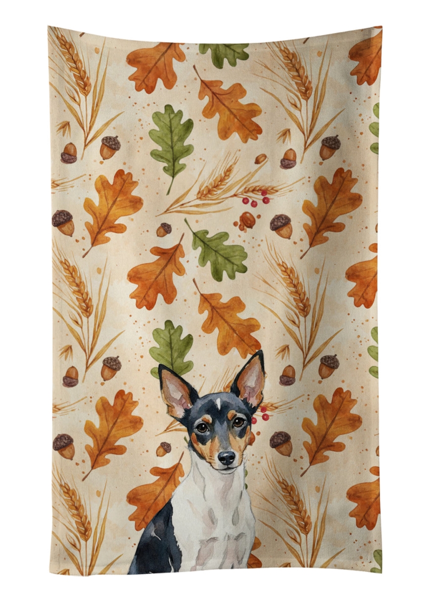 WDK8045KTWL 25 x 15 in. Toy Fox Terrier Heirloom Fall Kitchen Towel