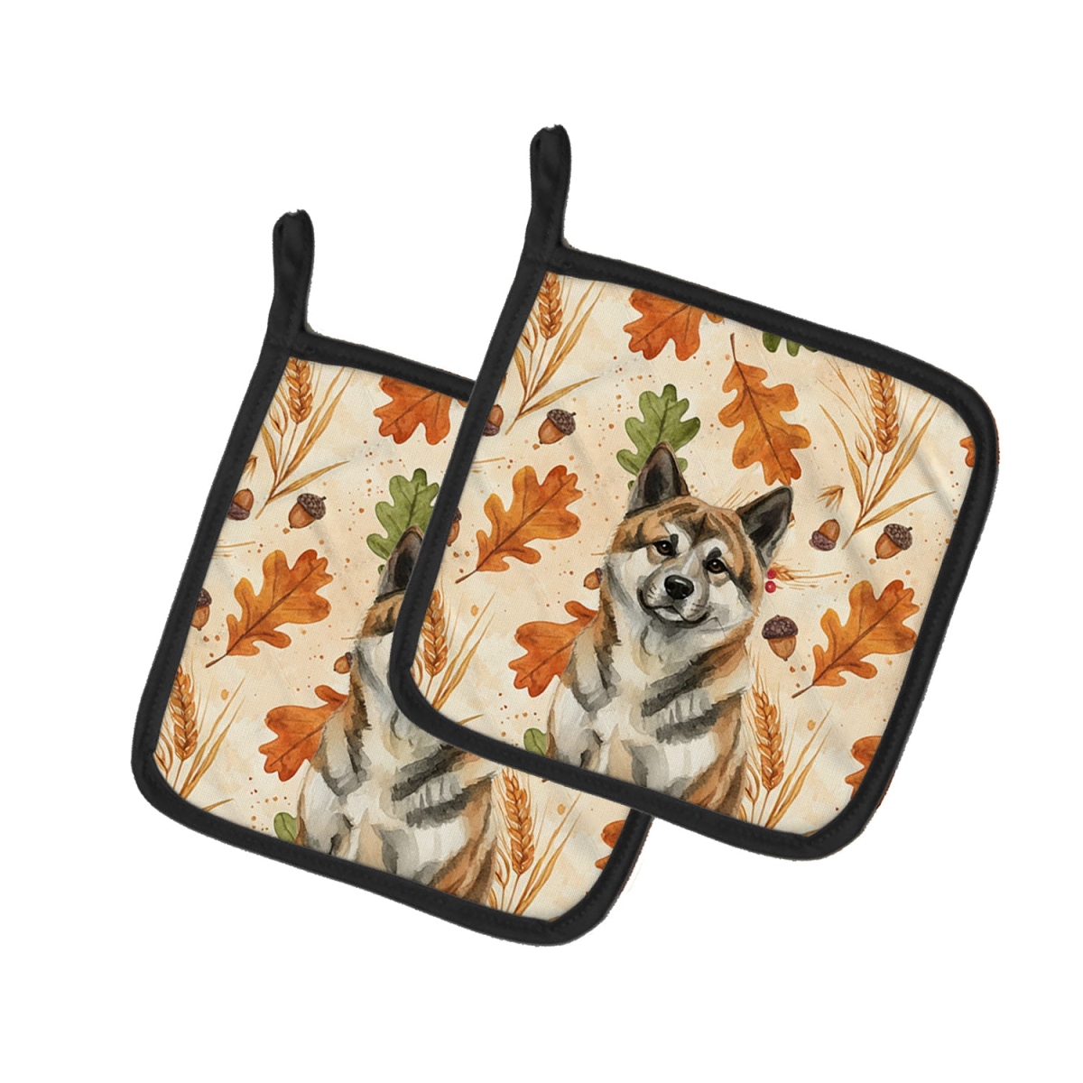 Picture of Carolines Treasures WDK7669PTHD 7.5 x 7.5 in. Brindle Akita Heirloom Fall Pair of Pot Holders