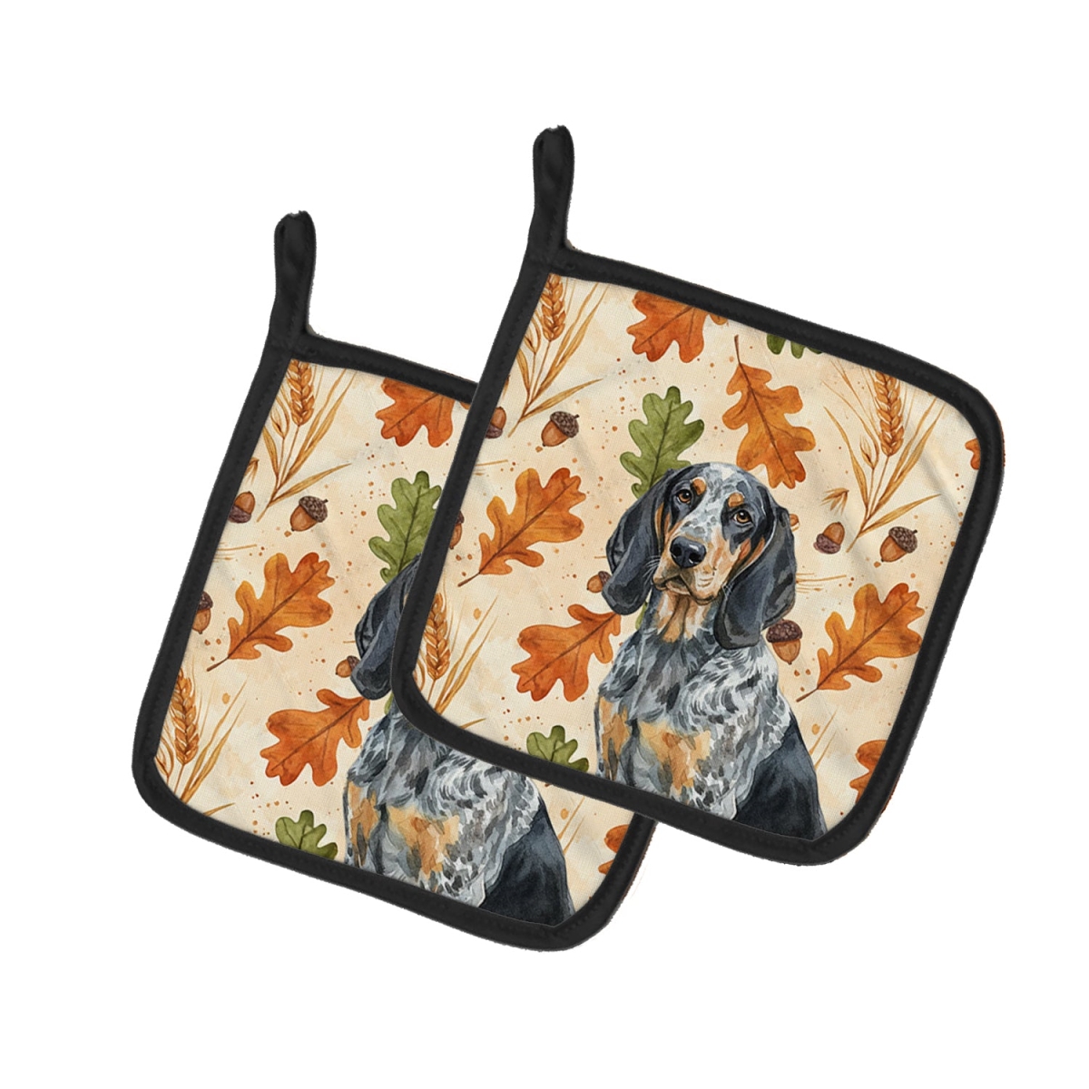 Picture of Carolines Treasures WDK7719PTHD 7.5 x 7.5 in. Bluetick Coonhound Heirloom Fall Pair of Pot Holders