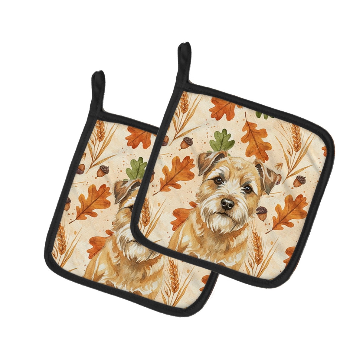 Picture of Carolines Treasures WDK7728PTHD 7.5 x 7.5 in. Wheaten Border Terrier Heirloom Fall Pair of Pot Holders