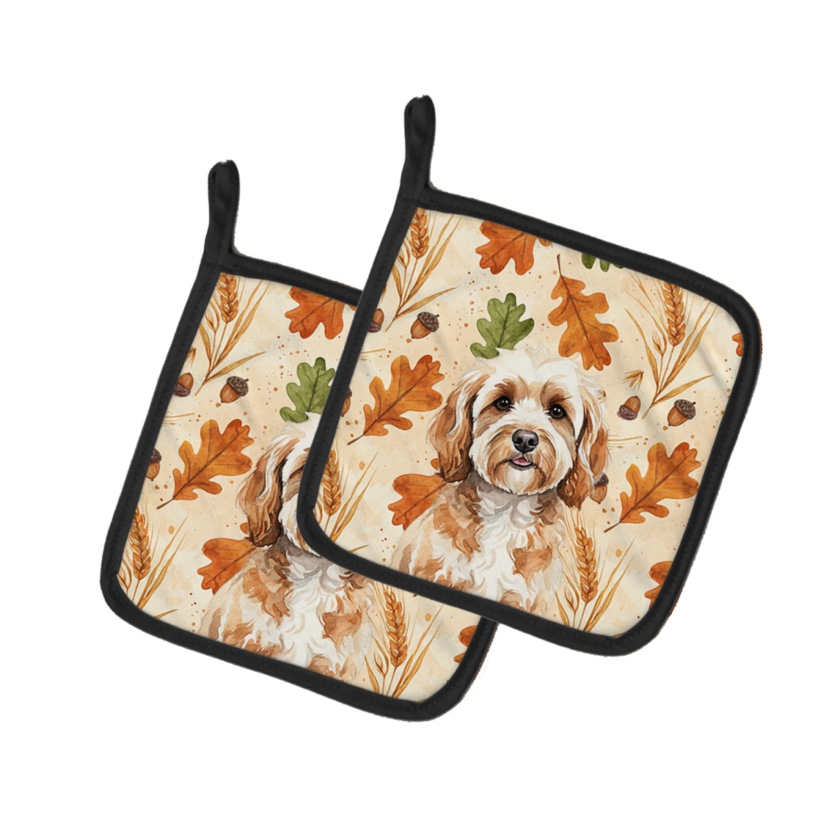 Picture of Carolines Treasures WDK7766PTHD 7.5 x 7.5 in. Cavapoo Heirloom Fall Pair of Pot Holders
