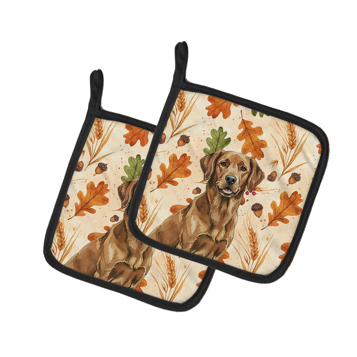 Picture of Carolines Treasures WDK7767PTHD 7.5 x 7.5 in. Chesapeake Bay Retriever Heirloom Fall Pair of Pot Holders