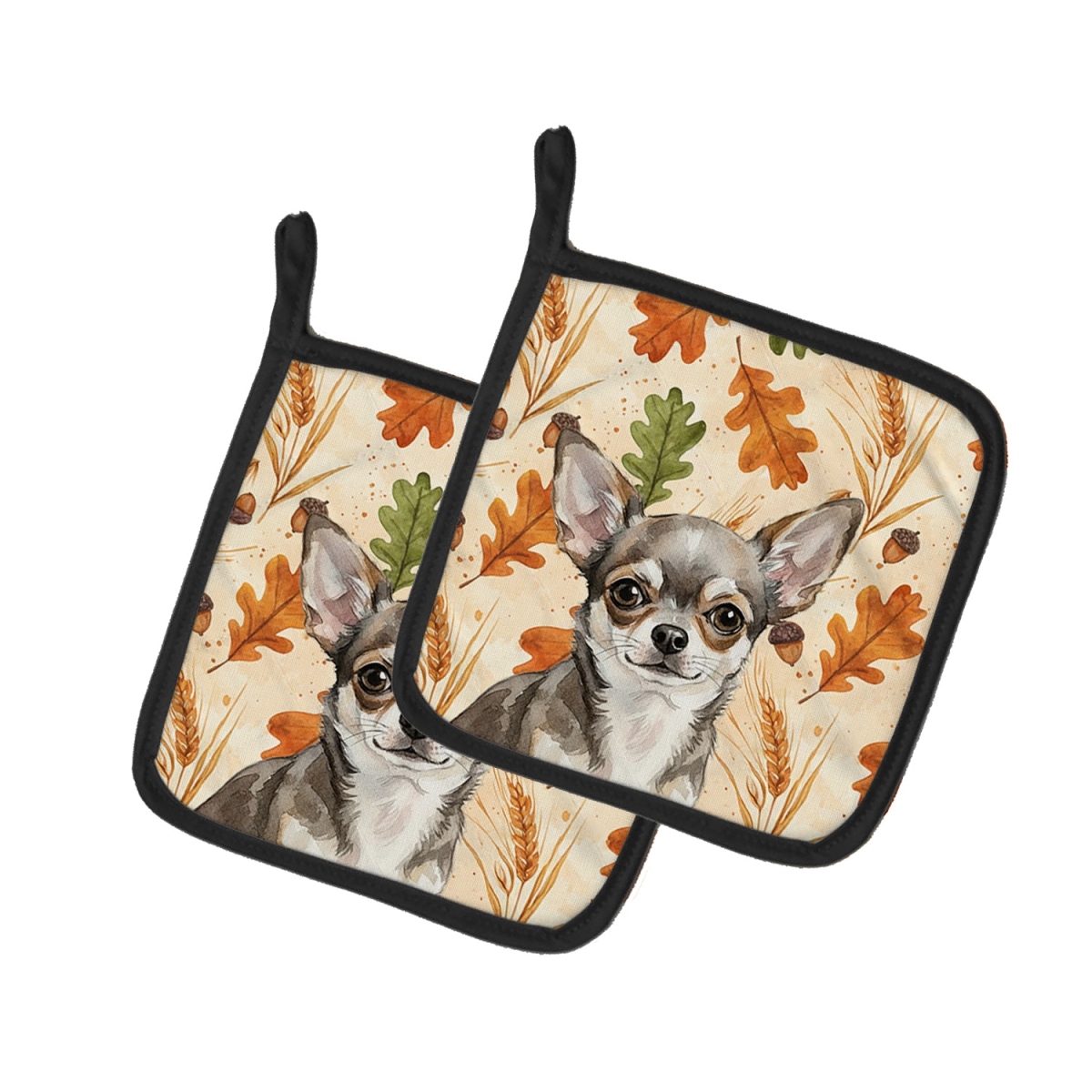 Picture of Carolines Treasures WDK7768PTHD 7.5 x 7.5 in. Chihuahua Heirloom Fall Pair of Pot Holders