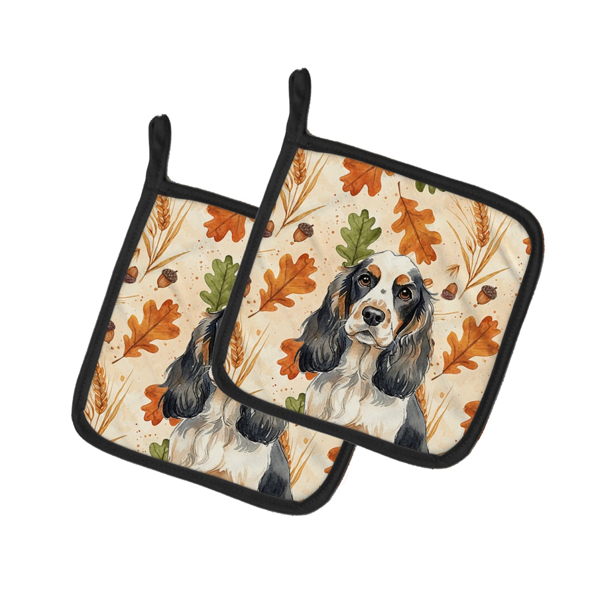 Picture of Carolines Treasures WDK7784PTHD 7.5 x 7.5 in. Parti Cocker Spaniel Heirloom Fall Pair of Pot Holders