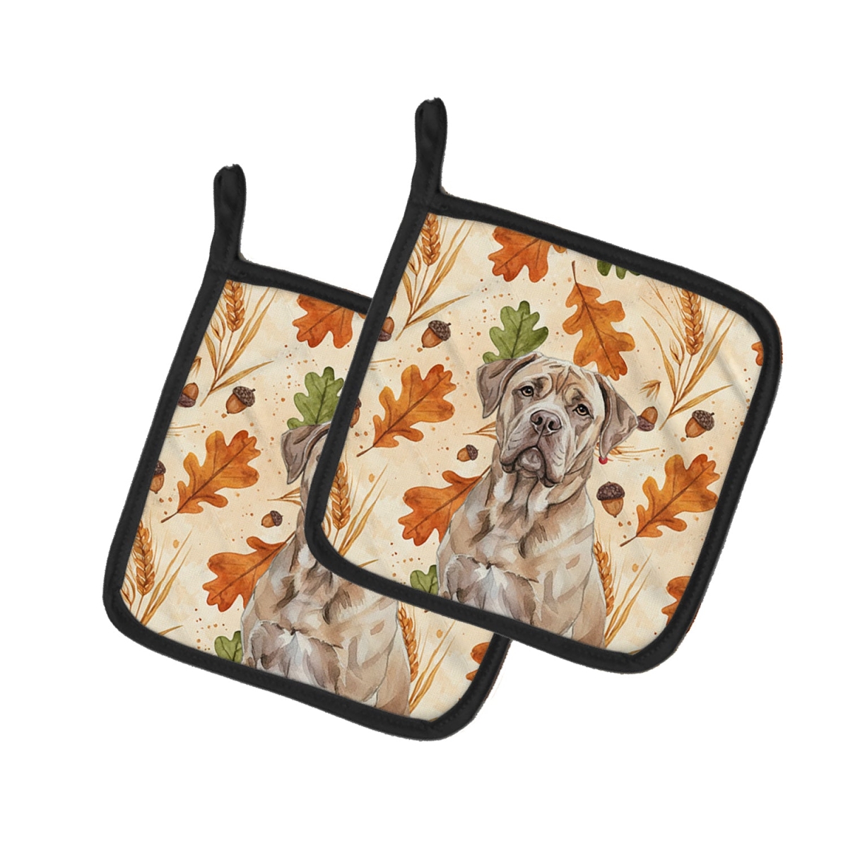 Picture of Carolines Treasures WDK7812PTHD 7.5 x 7.5 in. Isabella Dogue de Bordeaux Heirloom Fall Pair of Pot Holders