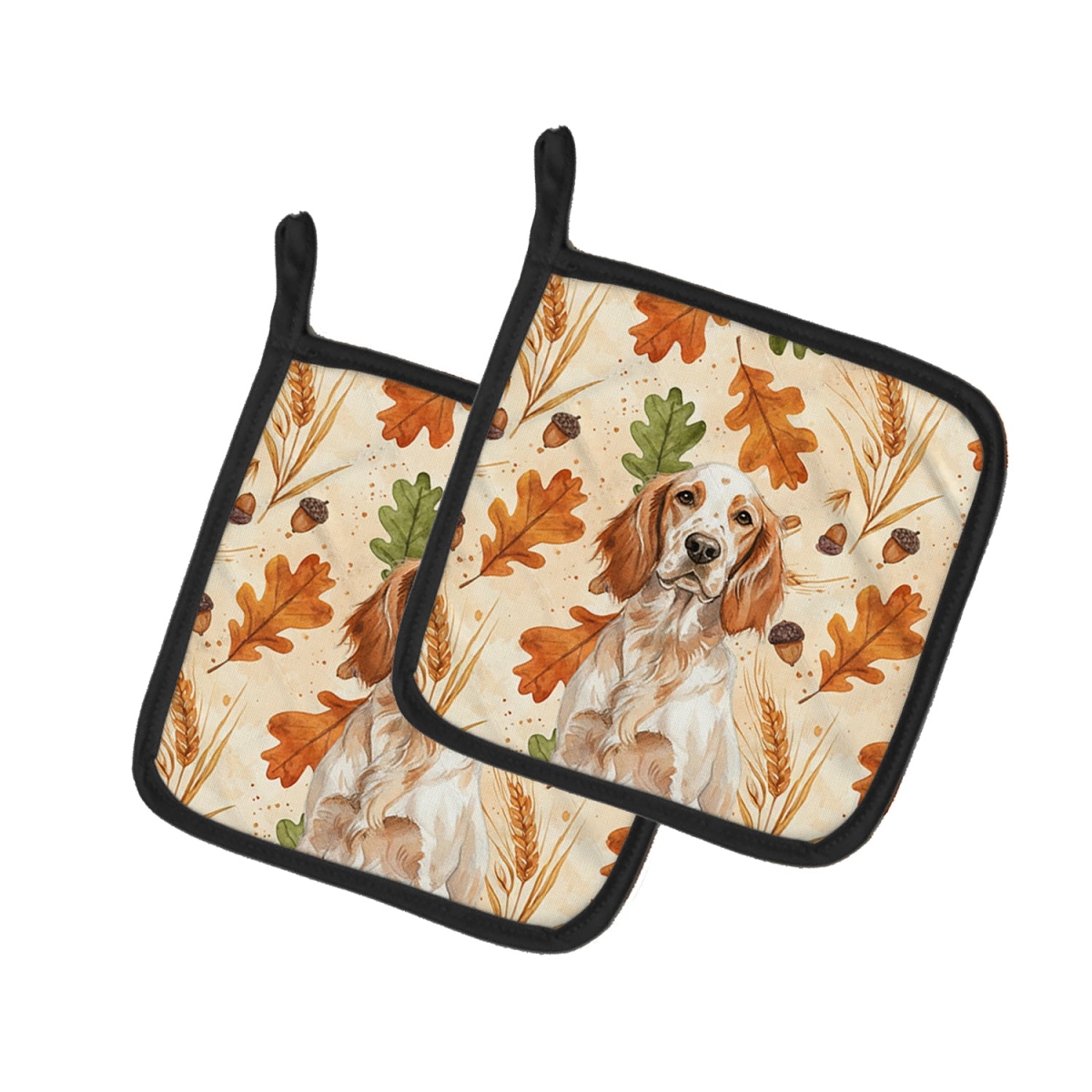 Picture of Carolines Treasures WDK7830PTHD 7.5 x 7.5 in. Orange Belton English Setter Heirloom Fall Pair of Pot Holders