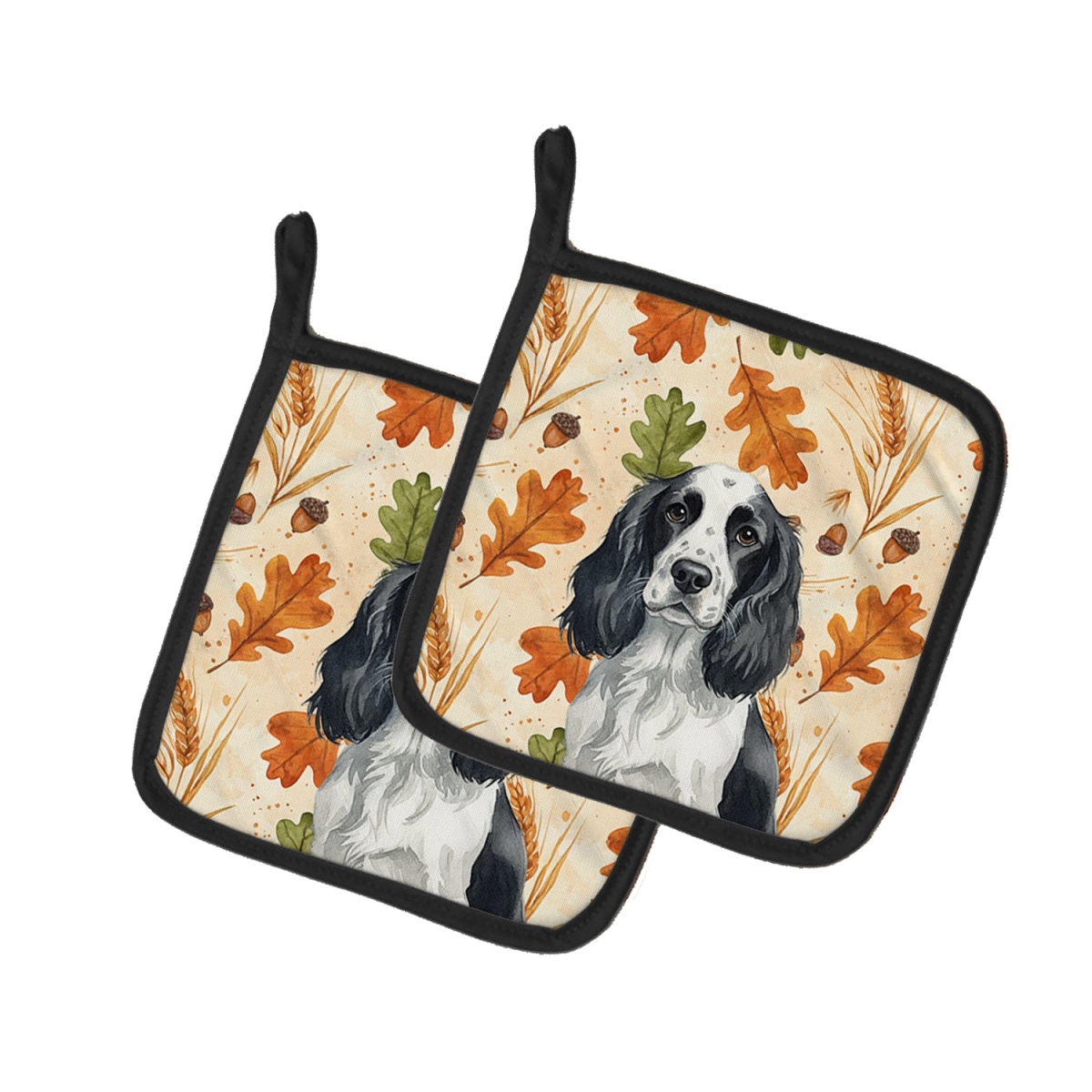 Picture of Carolines Treasures WDK7832PTHD 7.5 x 7.5 in. Black & White English Springer Spaniel Heirloom Fall Pair of Pot Holders
