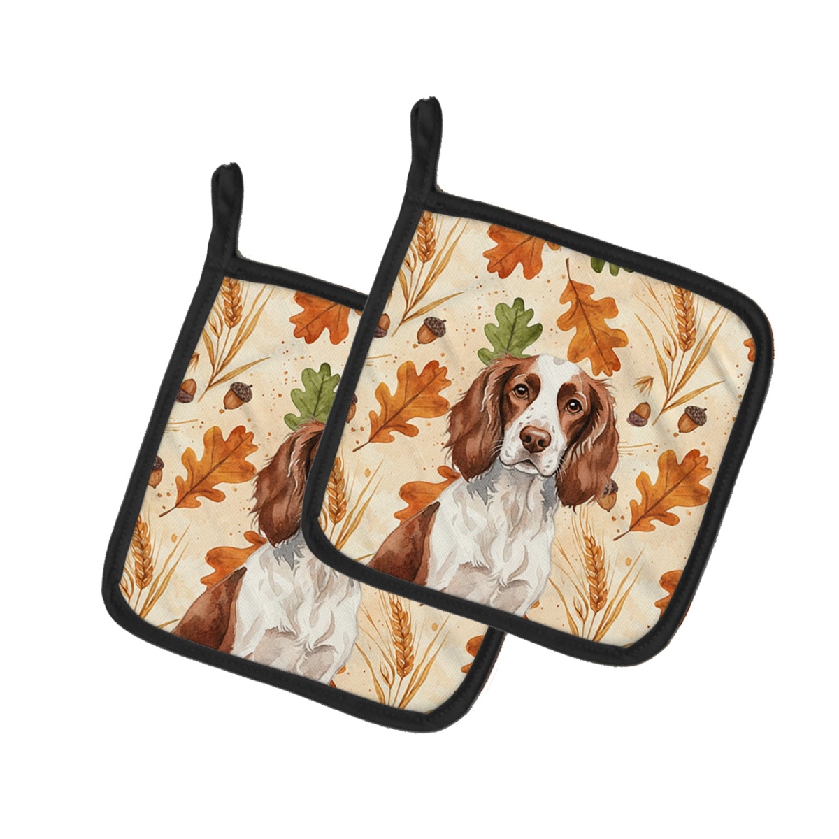 Picture of Carolines Treasures WDK7833PTHD 7.5 x 7.5 in. Liver & White English Springer Spaniel Heirloom Fall Pair of Pot Holders