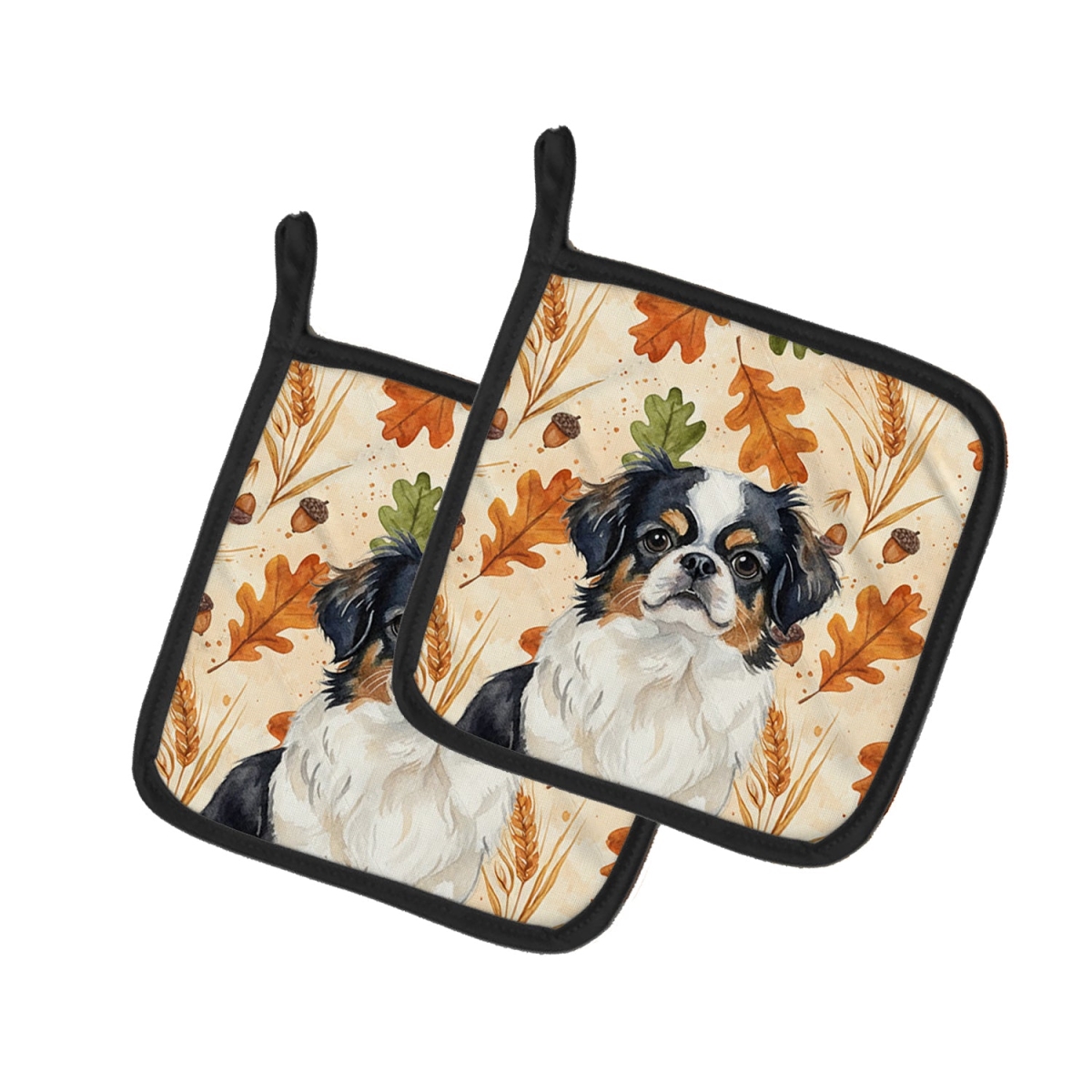 Picture of Carolines Treasures WDK7887PTHD 7.5 x 7.5 in. Tricolor Japanese Chin Heirloom Fall Pair of Pot Holders