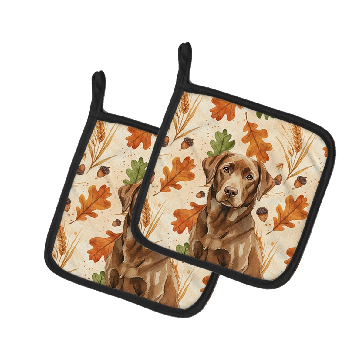 Picture of Carolines Treasures WDK7893PTHD 7.5 x 7.5 in. Chocolate Labrador Retriever Heirloom Fall Pair of Pot Holders