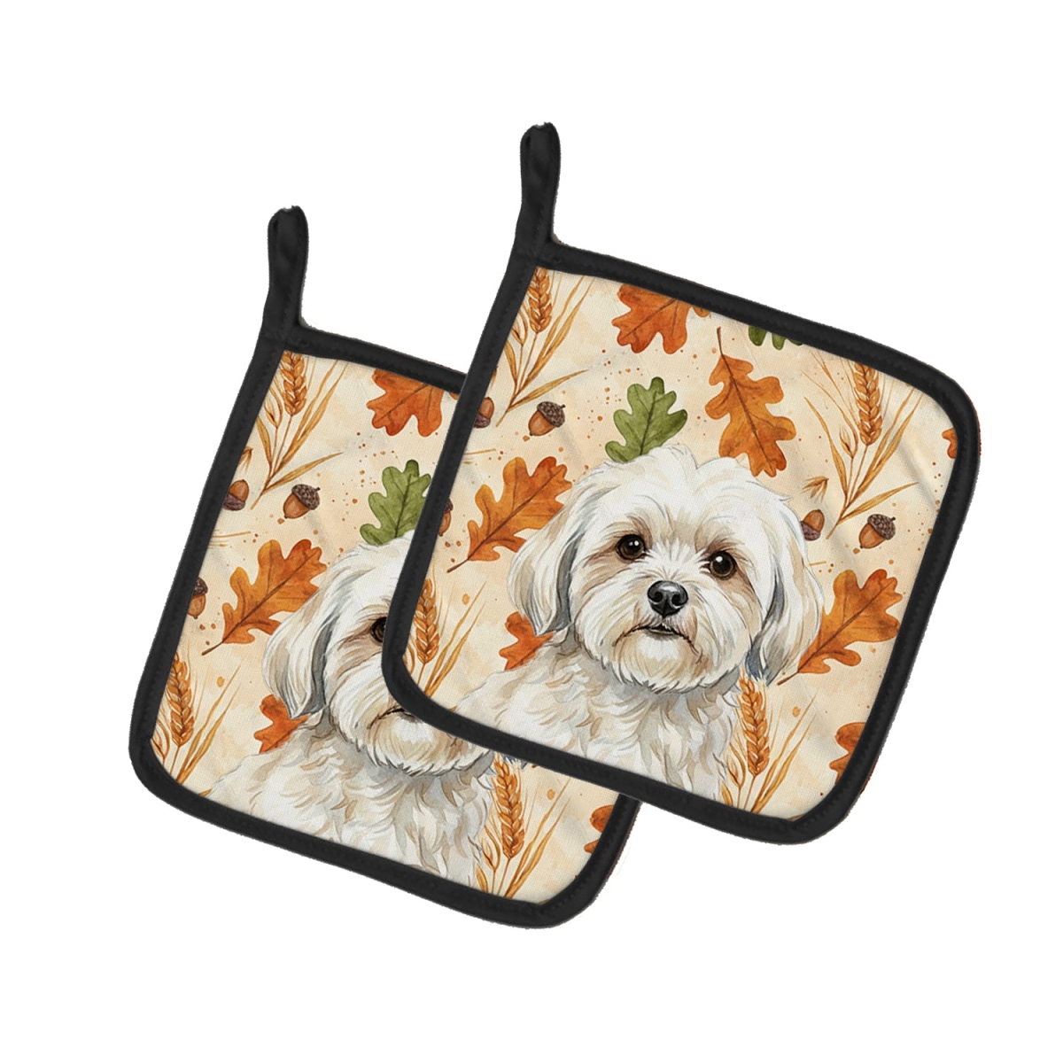 Picture of Carolines Treasures WDK7905PTHD 7.5 x 7.5 in. White Lhasa Apso Heirloom Fall Pair of Pot Holders
