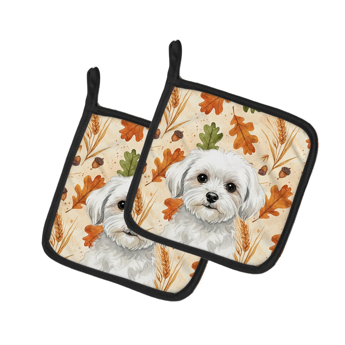 Picture of Carolines Treasures WDK7906PTHD 7.5 x 7.5 in. Maltese Heirloom Fall Pair of Pot Holders