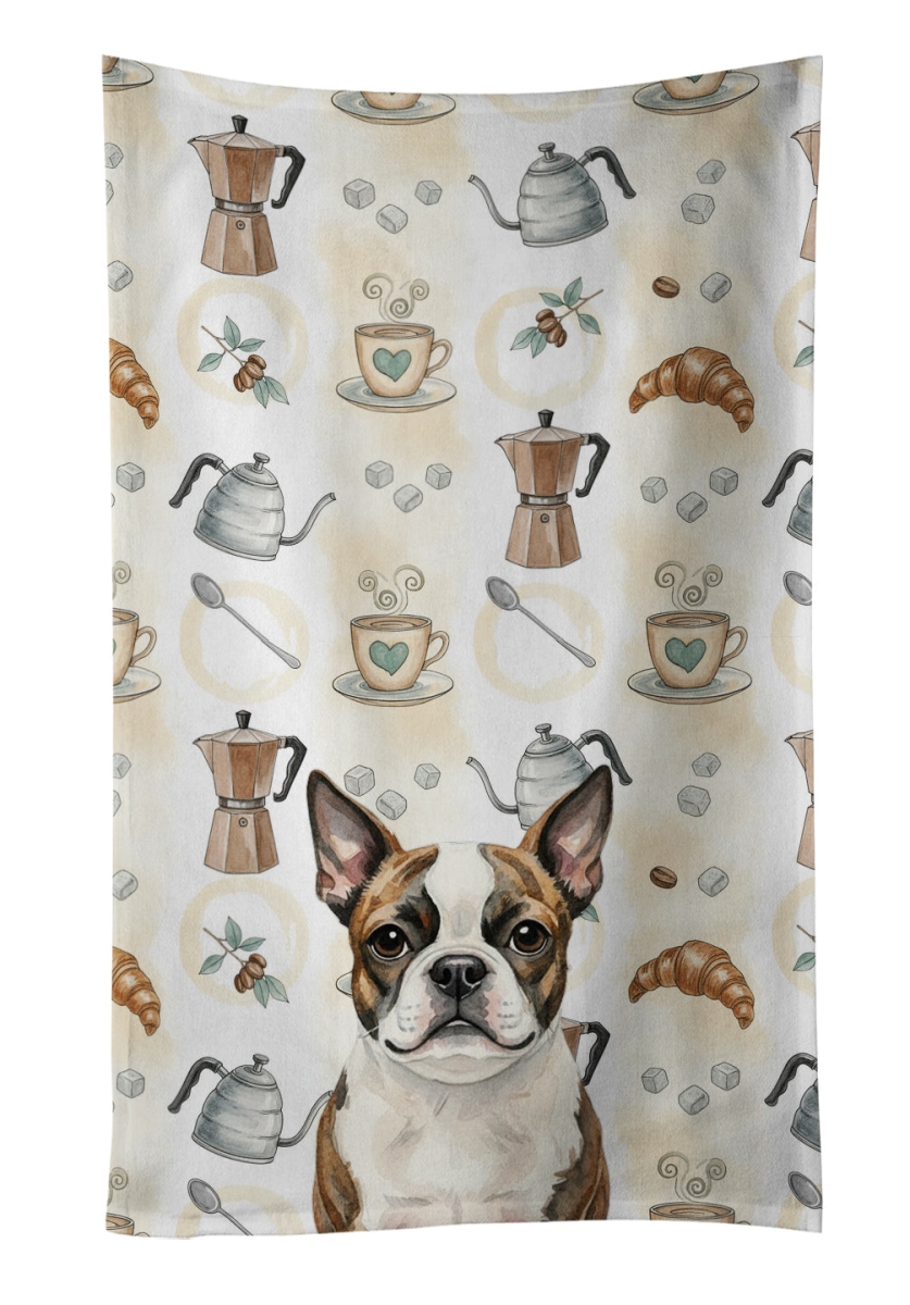 WDK7331KTWL 25 x 15 in. Brindle Boston Terrier Coffee Bar Kitchen Towel