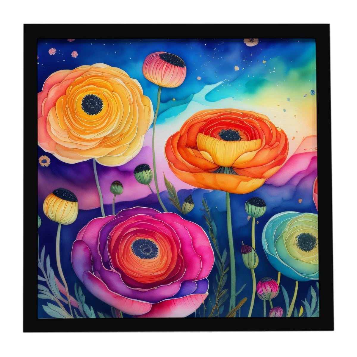 DAC1456MFP88 8 x 8 in. Ranunculus in Color Framed Metal Print