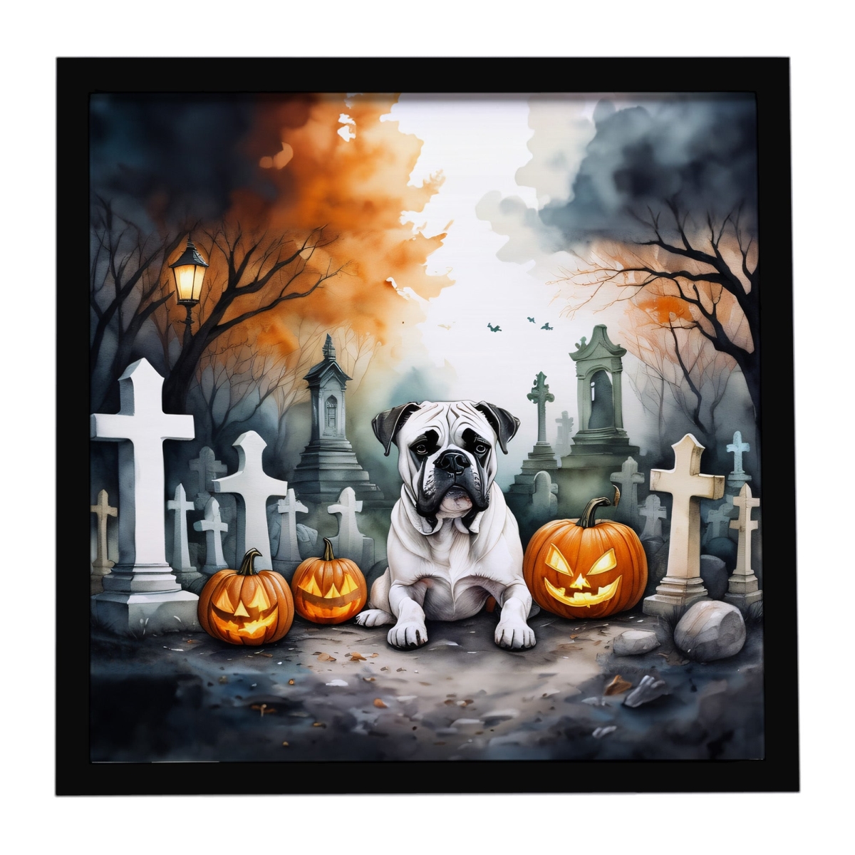 DAC2024MFP88 8 x 8 in. Boxer Spooky Halloween Framed Metal Print