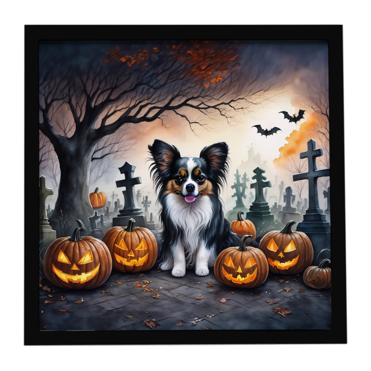 DAC2069MFP88 8 x 8 in. Papillon Spooky Halloween Framed Metal Print
