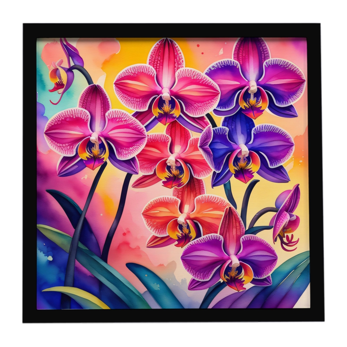 DAC1976MFP88 8 x 8 in. Colorful Orchids Framed Metal Print