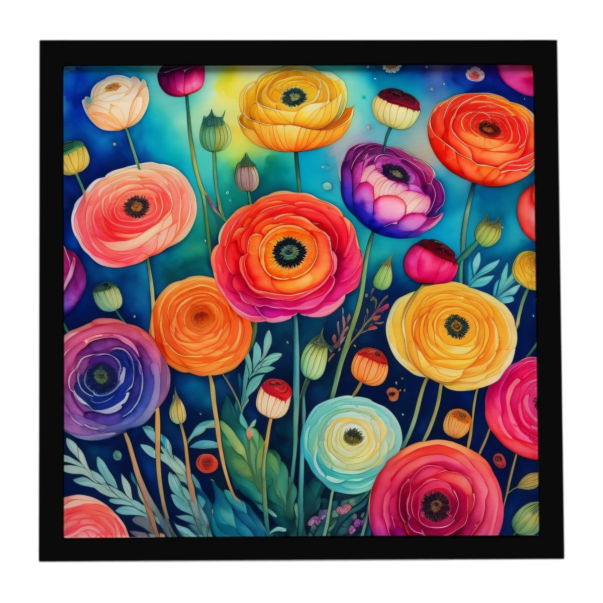 DAC1987MFP88 8 x 8 in. Colorful Ranunculus Framed Metal Print