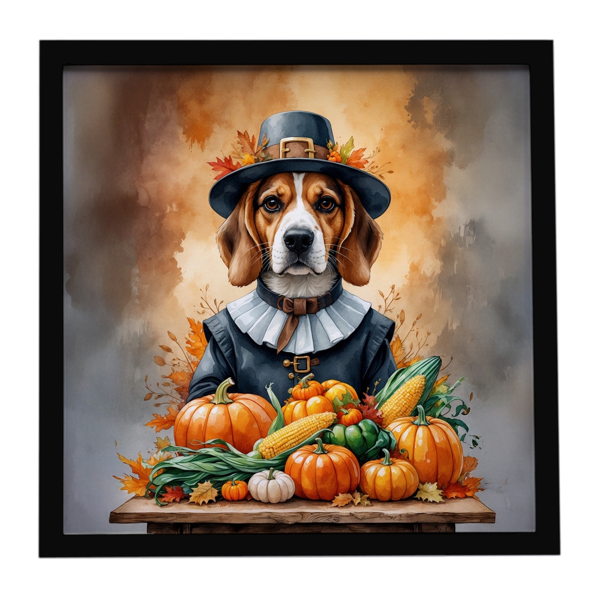 DAC8300MFP88 8 x 8 in. Beagle Thanksgiving Framed Metal Print