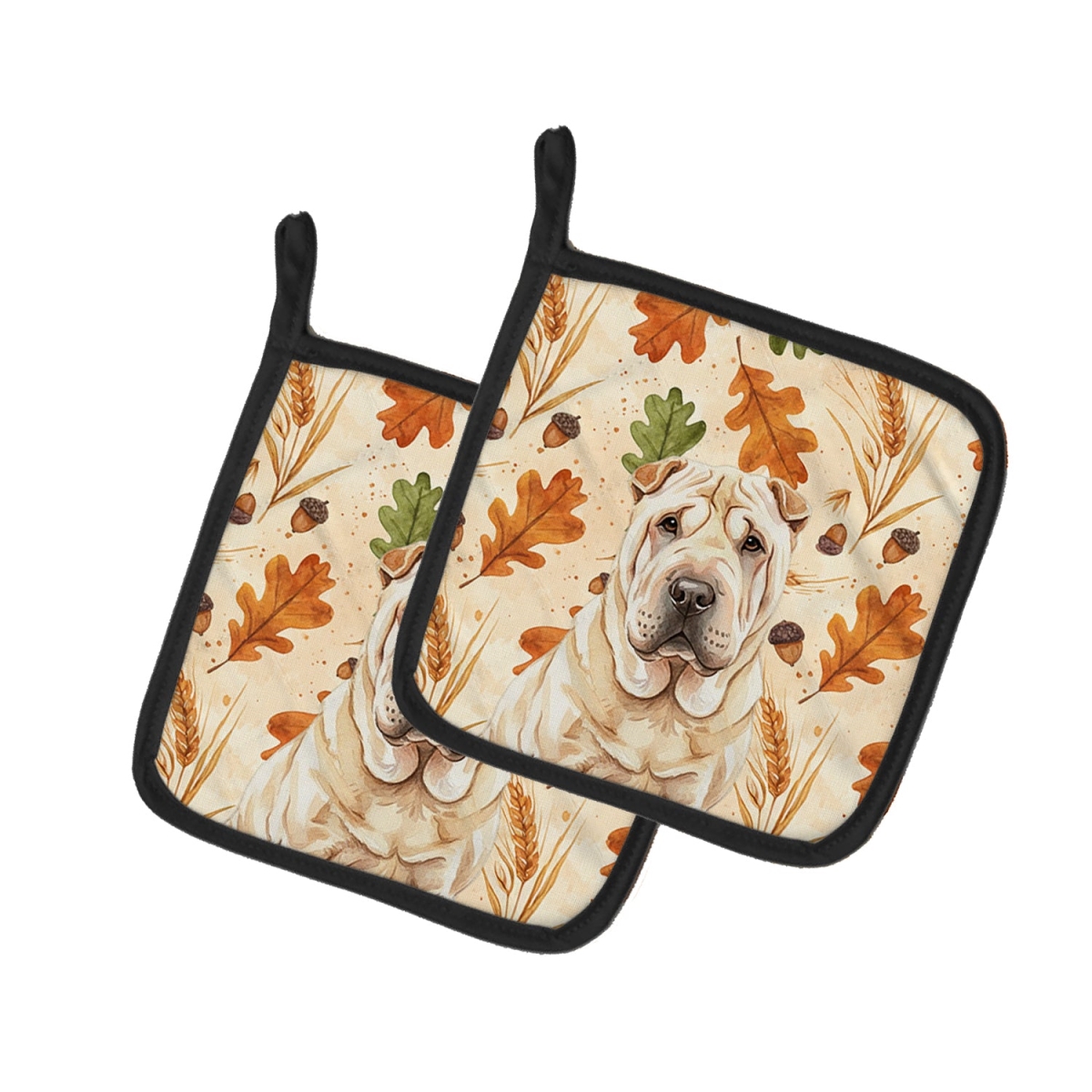 Picture of Carolines Treasures WDK8008PTHD 7.5 x 7.5 in. Shar Pei Heirloom Fall Pair of Pot Holders