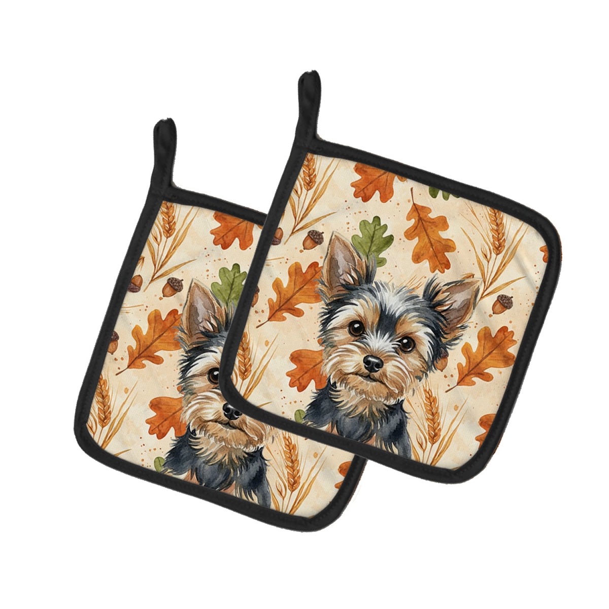 Picture of Carolines Treasures WDK8063PTHD 7.5 x 7.5 in. Black & Tan Yorkshire Terrier Heirloom Fall Pair of Pot Holders