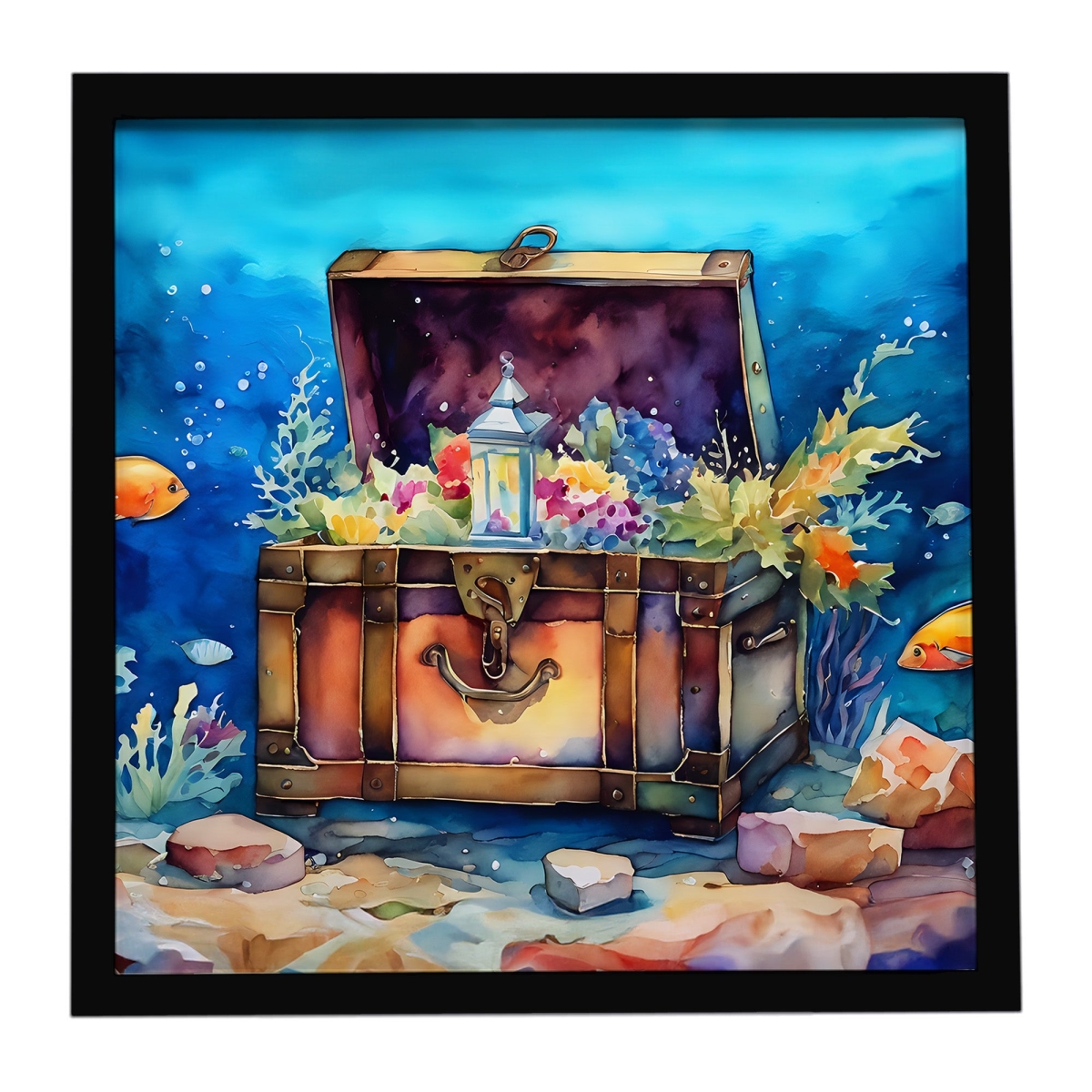 DAC2835MFP88 8 x 8 in. Treasure Chest Framed Metal Print