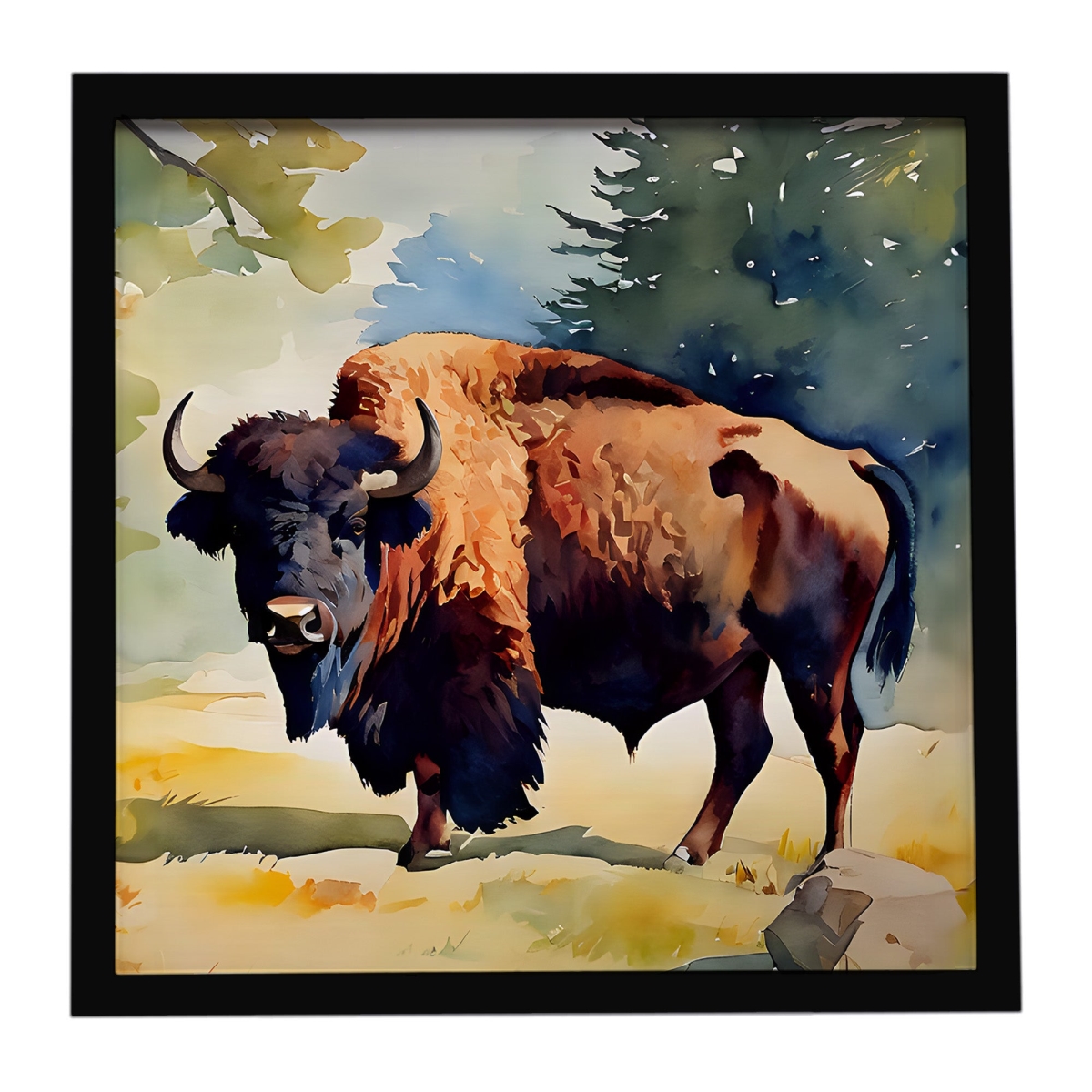 DAC2871MFP88 8 x 8 in. American Bison Framed Metal Print