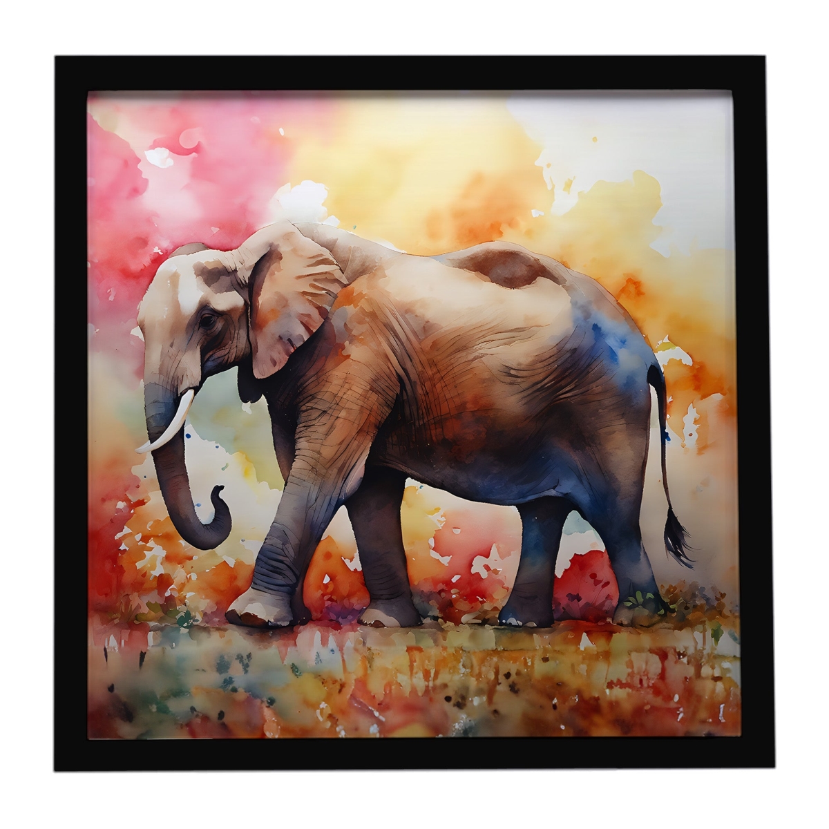 DAC2907MFP88 8 x 8 in. Elephant Framed Metal Print