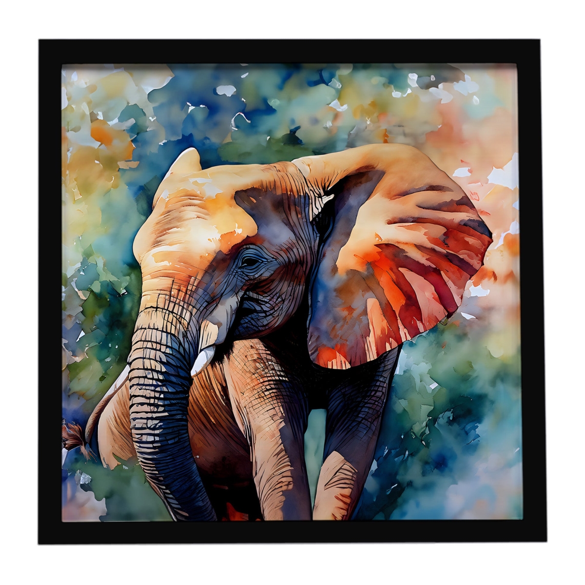 DAC2909MFP88 8 x 8 in. Elephant Framed Metal Print