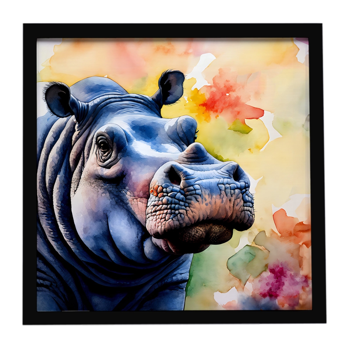 DAC2931MFP88 8 x 8 in. Hippopotamus Framed Metal Print