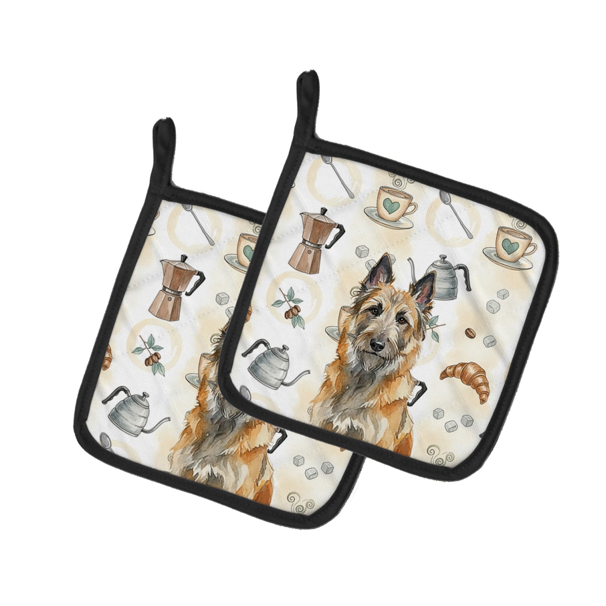 Picture of Carolines Treasures WDK7307PTHD 7.5 x 7.5 in. Belgian Laekenois Coffee Bar Pair of Pot Holders
