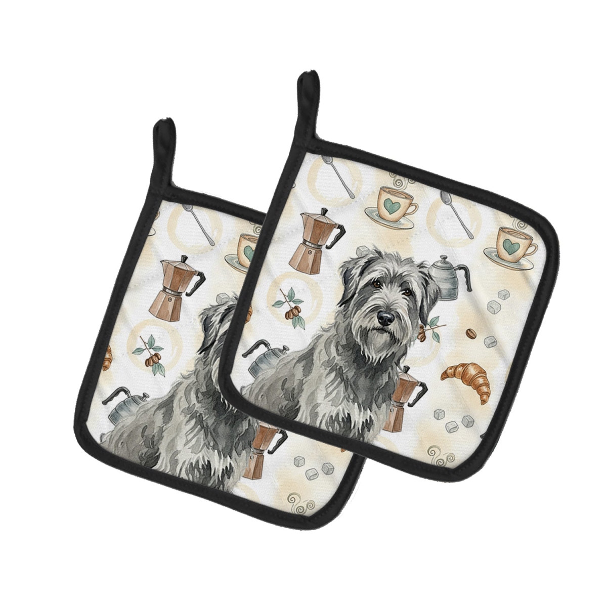 Picture of Carolines Treasures WDK7341PTHD 7.5 x 7.5 in. Gray Briard Coffee Bar Pair of Pot Holders