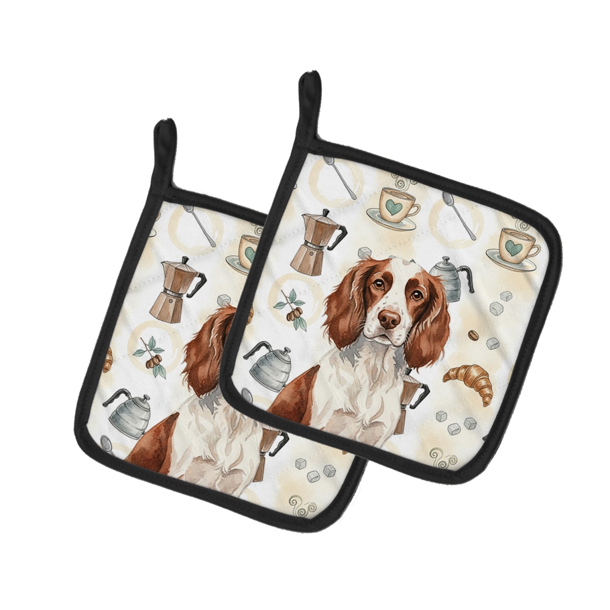 Picture of Carolines Treasures WDK7433PTHD 7.5 x 7.5 in. Liver & White English Springer Spaniel Coffee Bar Pair of Pot Holders