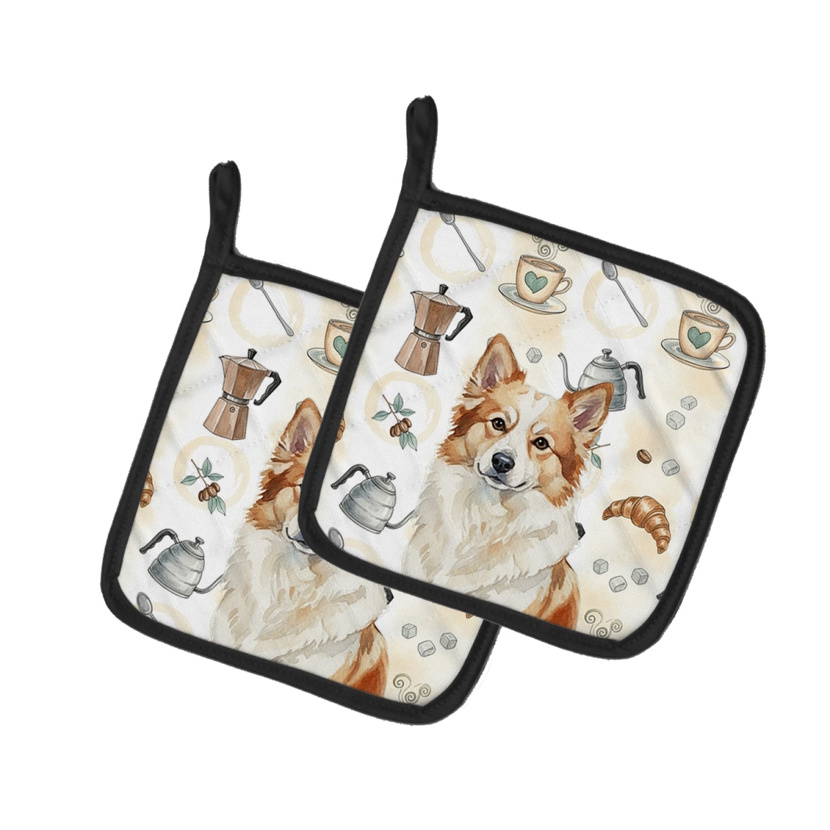 Picture of Carolines Treasures WDK7471PTHD 7.5 x 7.5 in. Tan Icelandic Sheepdog Coffee Bar Pair of Pot Holders