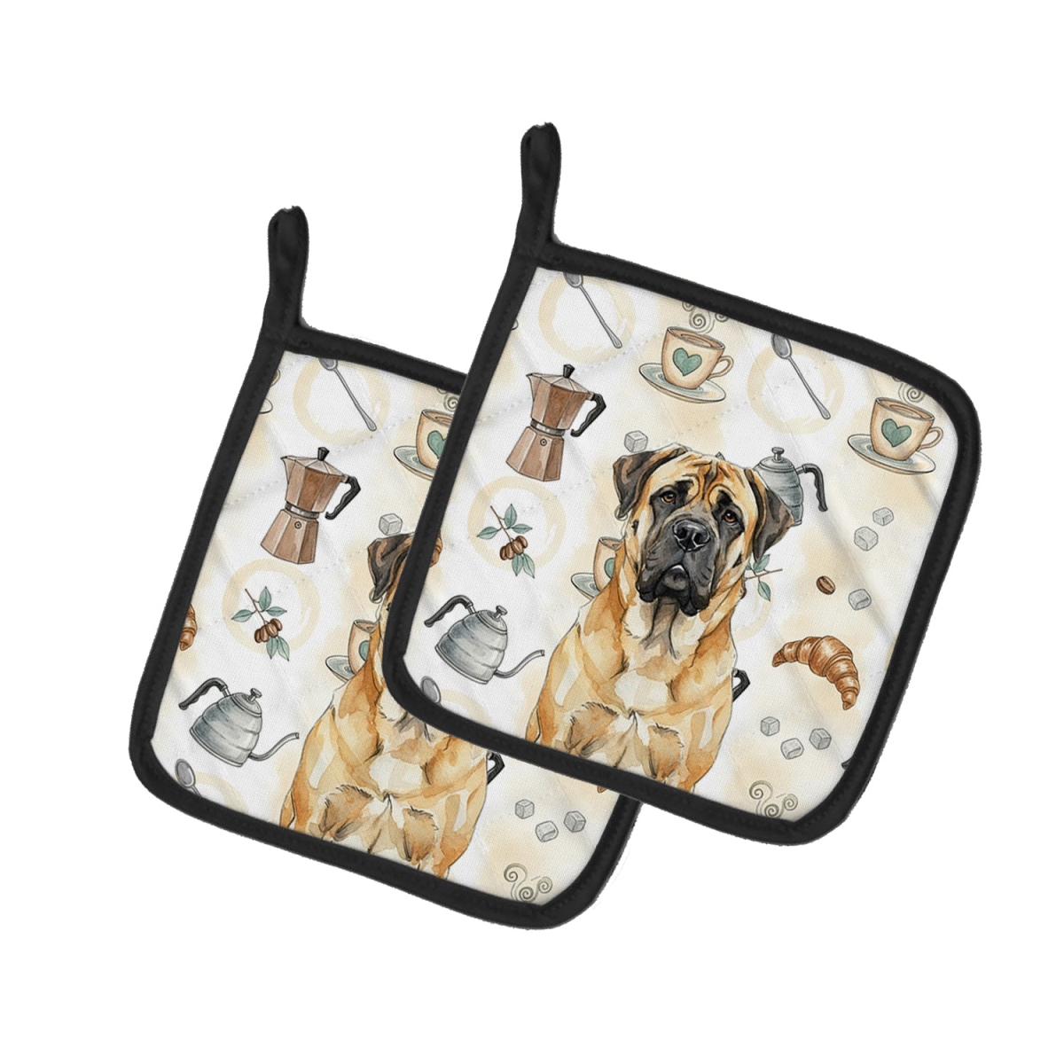 Picture of Carolines Treasures WDK7510PTHD 7.5 x 7.5 in. Fawn Mastiff Coffee Bar Pair of Pot Holders